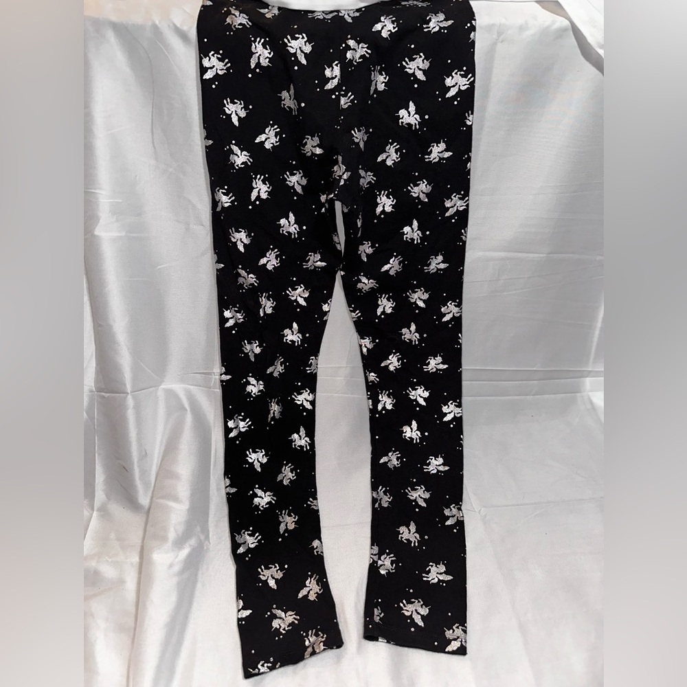 Unicorn leggings, silver and black, size 10/12, very stretchy